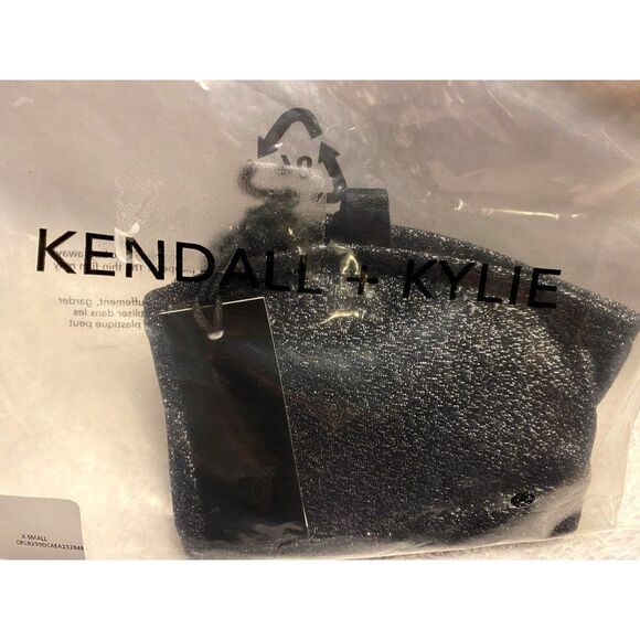 Kendal & Kylie Black Bandeau Metallic Glitter Bikini Top XSmall NEW - Picture 6 of 8